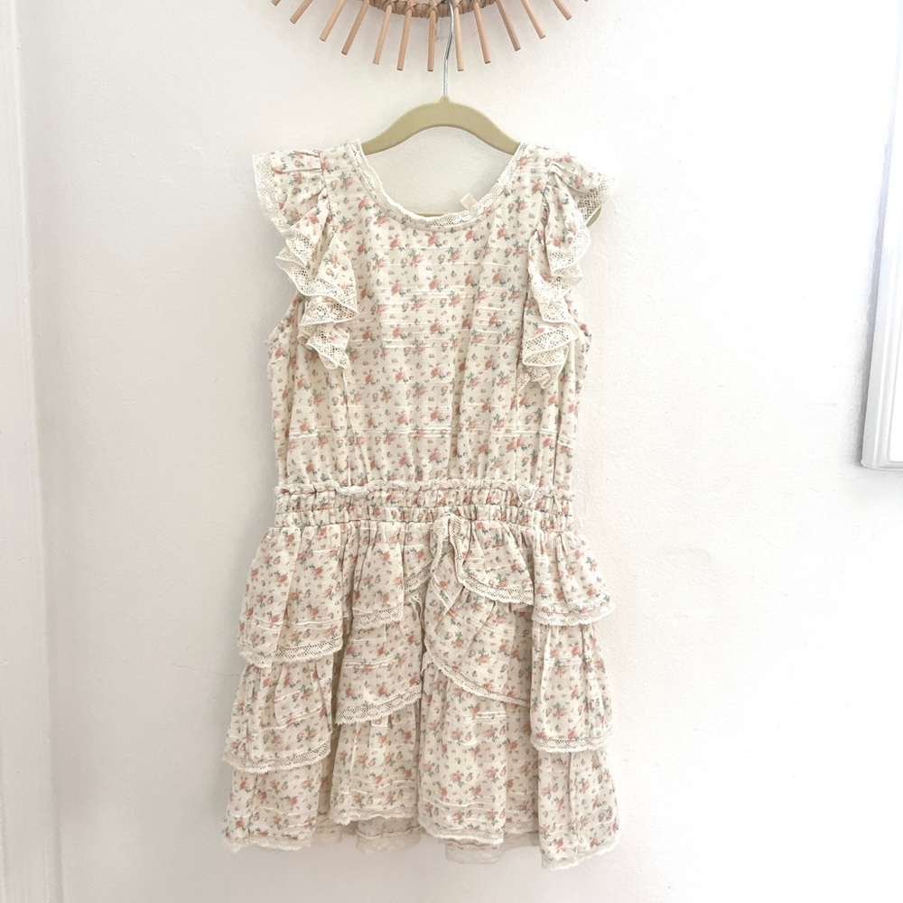 LoveShackFancy Floral Ruffle Kids Dress - Cream